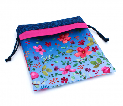 Preview: Projektbeutel / Handarbeitsbeutel mit Kordel Happiness